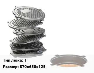 Люк чугунный Т 870х650х125